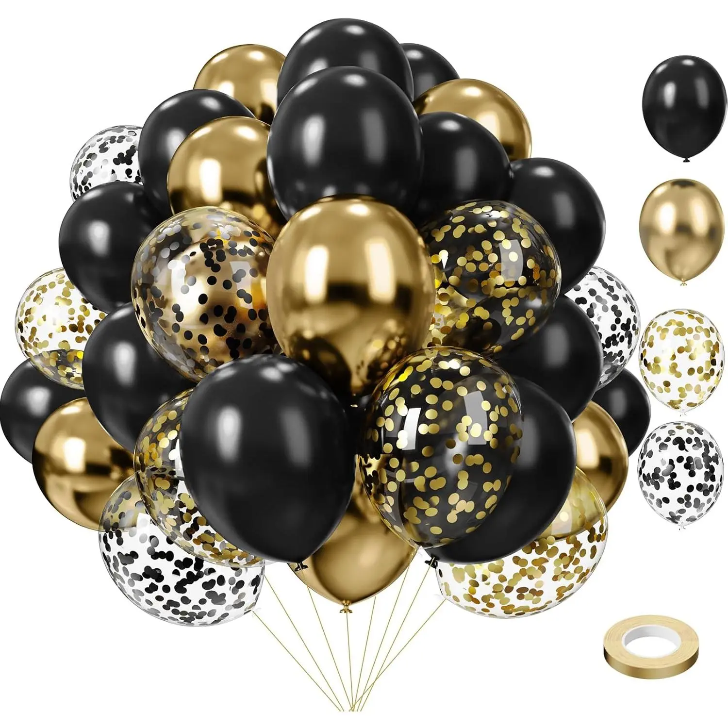 Black and  Balloons,75PCS  and Black Balloons,12in and 5in Black  Latex Party Balloons for Birthday,  , Wedding, Graduation Decorations