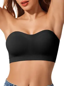 Push Up Strapless Bras for Women Supportive Bandeau Bra Non Slip Wireless No Underwire Padded Tube Bra