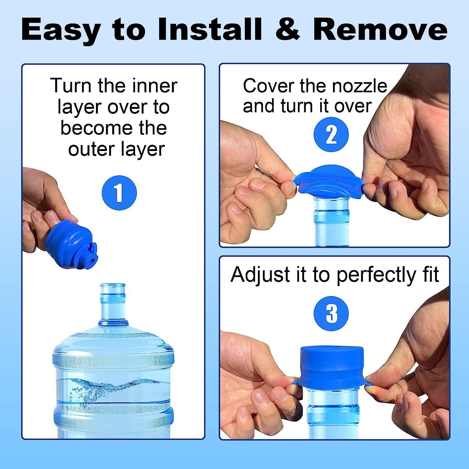 3Pcs Reusable Silicone Water Bottle Cap, Spill-Proof Dust-Proof Replacement Lid, Universal Water Jug Cover, Drinkware Accessories for Home Office Dorm, Blue