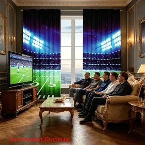 2-Pack Sports American Football Curtains Semi-Blackout Polyester Window Drapes for Bedroom and Living Room Boys Men Esports Stadium and Field Curtains