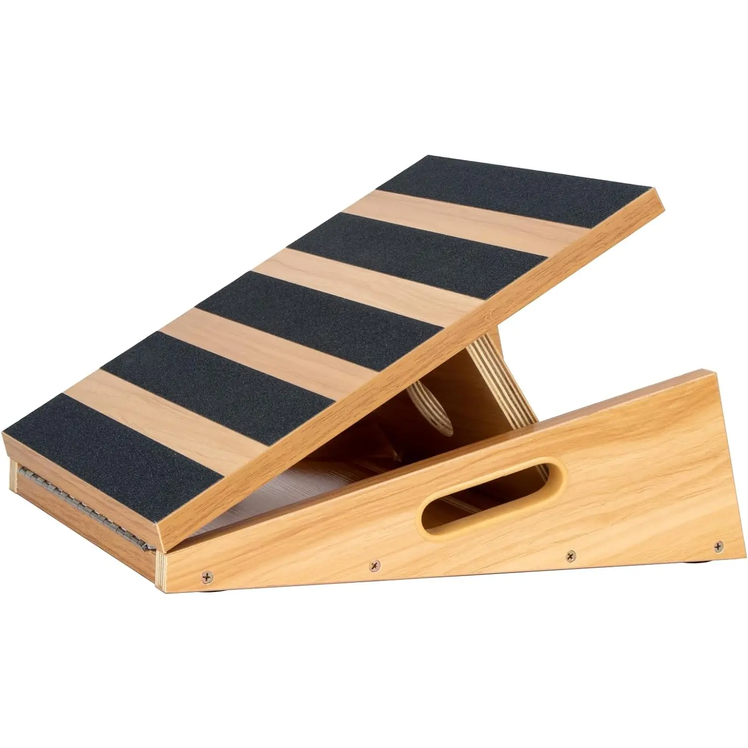 Strongtek Wooden Slant Board, 5 Adjustable Angles, 500 Lb, Side Handle | Partial-Coverage Grip Surface, Calf and Ankle Stretching, Squats, Physical Therapy, Rehab and Home Gym Use StrongTek
