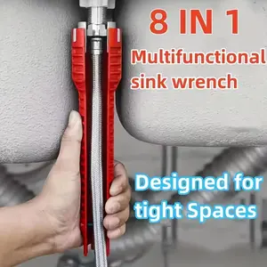8-In-1 Faucet and Sink Heavy Duty Wrench Set, Multifunctional Sink Wrench, Multi-Functional Bathroom Kitchen Tool, Repair and Installation Kit, Essential for Plumbers and Handyman