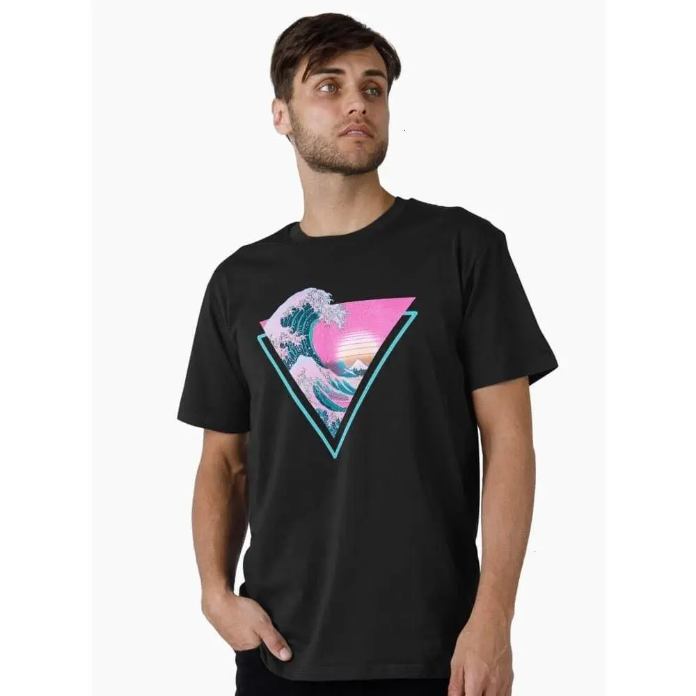 Vaporwave Aesthetic Great Wave Retro Triangle Premium T-Shirt