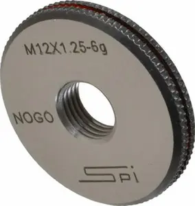 SPI Threaded Ring Gage: M12 x 1.25 Thread, Metric, Class 6G, No Go Class 6G, Oil Hardened Non-Shrinking Steel (OHNS), , NPL Traceability Certification Included 34-488-7