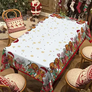 Rectangular Christmas Tablecloth, Gingerbread Man Design, Holiday Party Decorations, Best Christmas Gift, New Year Eve Dinner Decoration