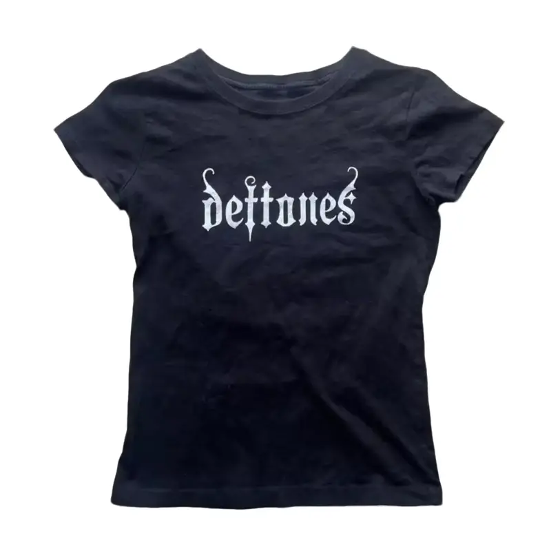 “Deftones” baby tee, Clothing Female 90s Vintage Clothes, For Women Emo Trashy Y2k 2000s Tops, Kawaii Harajuku Woman T-shirts, Gift For Her, Woman T-Shirt