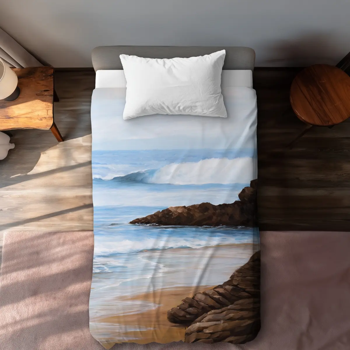 360 Stand Twin XL Microfiber Duvet Cover - Breathable Fabric, Beach Scenery Printed Surface, Coastal Vibe Bedding Linens for Twin Extra Long Beds, Seaside Rocks, Coastal Beach Vibe, Coastal Bedding, Unique Duvet Covers