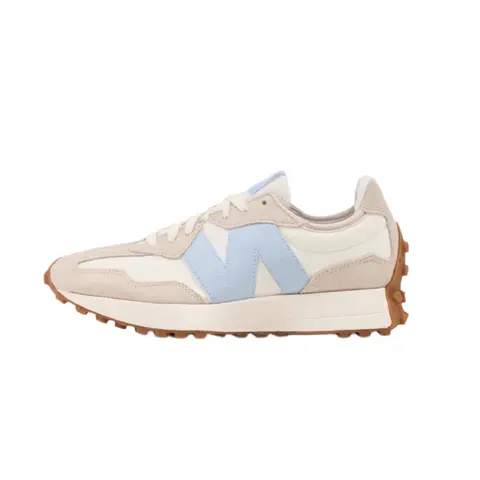 New Balance 327 Timberwolf Light Chrome Blue Women's Vintage Runner Look Sneakers - Suede/Nylon, Lightweight, Comfortable Traction, Casual Daily Lifestyle Gym Walking Footwear