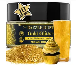 BULK 10g Gold Edible Glitter for Cocktails, Cake Decorations, and More - Vegan, Gluten Free, Food Safe, No Mixing with Liquid - Bake, Baking