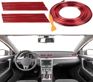 20 count  Air Conditioner Decoration Strip - Red Air Vent Outlet Trim Decoration and 33Ft  Interior Trim Strips with Installing Tool DIY Flexible Interior Accessories Suitable for