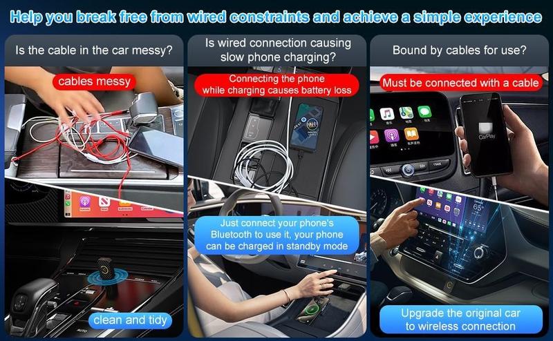 2 in 1 Wireless  CarPlay Adapter, Converts Wired to Wireless for Factory Wired CarPlay Cars from 2016+ Android Auto Driving