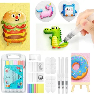 Magic Bubble Paint Set, 3D DIY Art Kit with Foam Texture Paper, 12 Color Acrylic Markers, 3 Soft Tip Water Pens, Creative Painting Supplies, Water Brushes