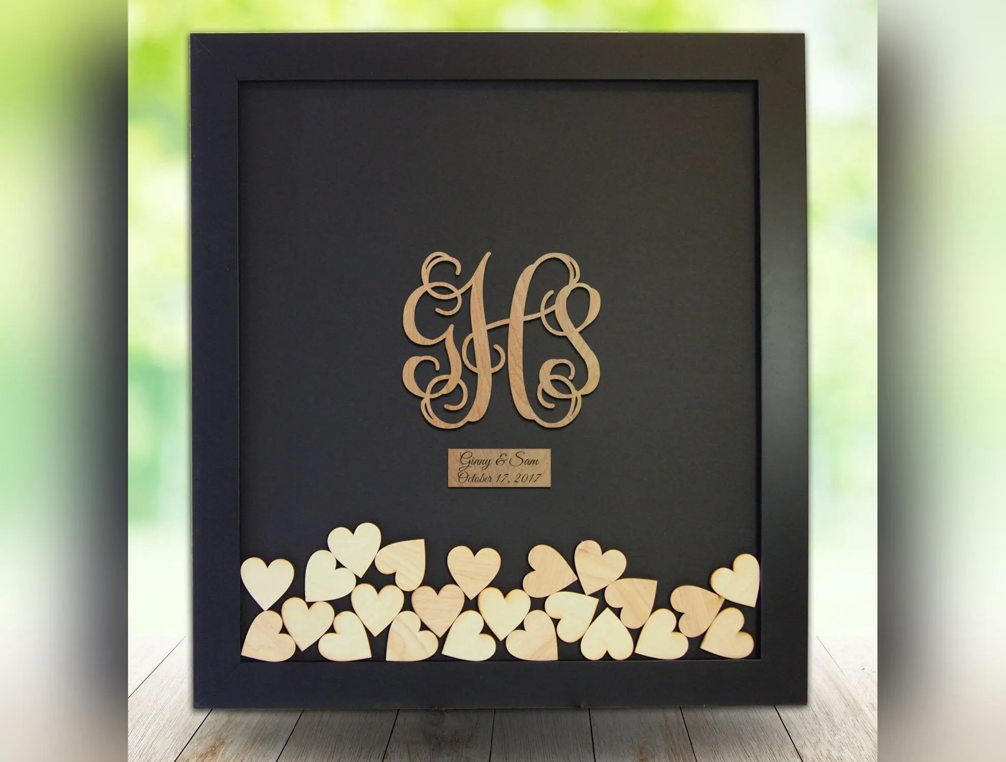Drop Box Guest Book Frame with Vine Monogram