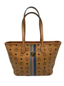 Pre-owned MCM Cognac Color Stripe Visetos Tote Bag/FY03214042/4042