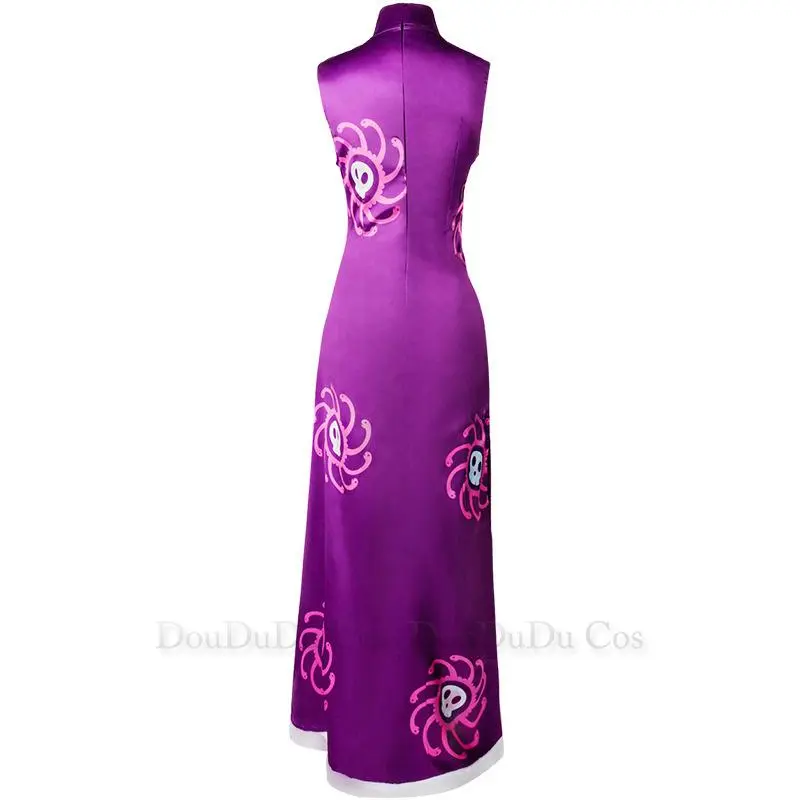 Free Shipping Women's Anime Cartoon Character Boa Hancock Cosplay Lace Knitted Purple Printed Cheongsam - Warlords of The Sea Empire Party Carnival Wear Sexy Suit, Costume Use