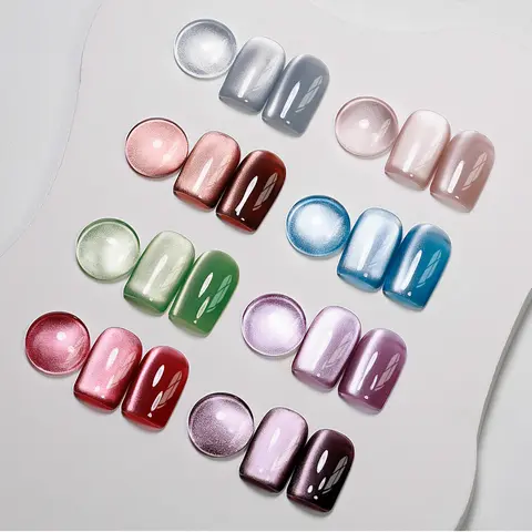 MIZHSE Nail Kit Acrylic Set - 8 Classic Magnetic Cat Eye Cosmetic Crystal Assortment Gel Polish, Magnet Stick, Shimmer, Salon-Quality Resin Formula, Glossy Finish, Daily/Formal Use, At-Home Gel X Manicure, Natural Nails, Friend Gifts