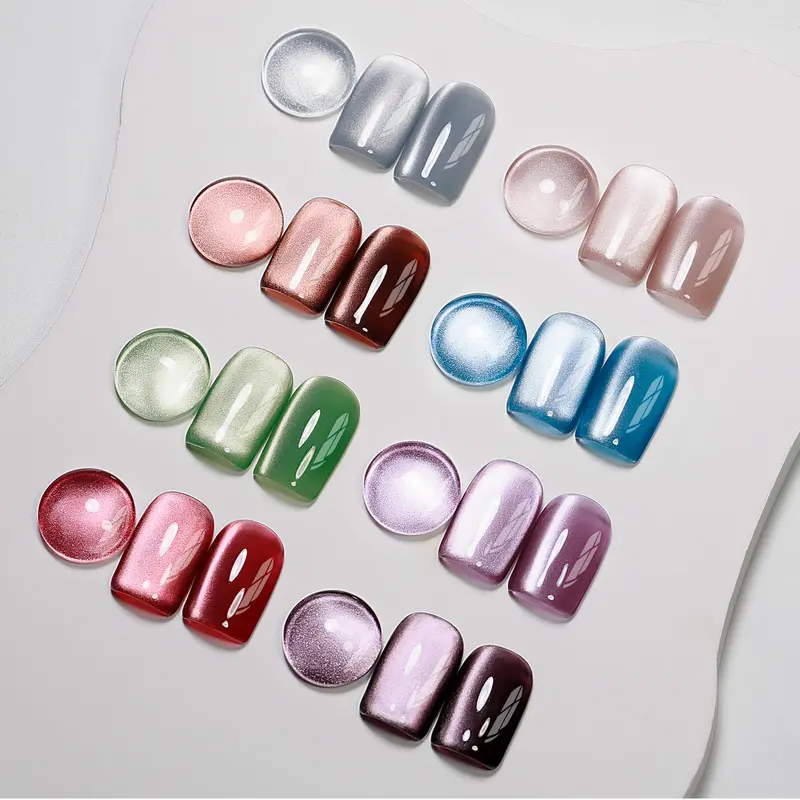 MIZHSE Nail Kit Acrylic Set - 8 Classic Magnetic Cat Eye Cosmetic Crystal Assortment Gel Polish, Magnet Stick, Shimmer, Salon-Quality Resin Formula, Glossy Finish, Daily/Formal Use, At-Home Gel X Manicure, Natural Nails, Friend Gifts