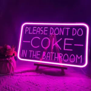 Please Don't Do Coke in The Bathroom Neon Sign for Wall Decor,USB Powered LED Neon Light with Adjustable Brightness,Light Up Sign for Party Decor,Bathroom,Christmas Gifts