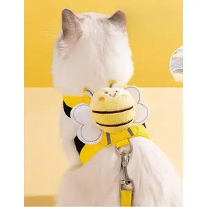 Cat Leash Little Bee Cartoon Anti-Escape Cat Walking Leash Dog Outdoor Harness Pet Leash Dog Walking Chain