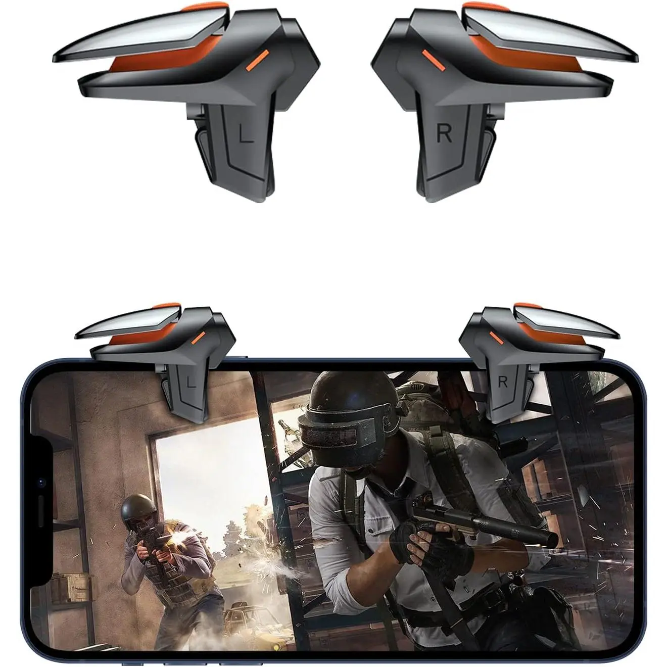 for PUBG  Controller Trigger, [1 Pair]  Version  Phone  Controller Gamepad Large Thickness,  Aim & Shoot PUBG Triggers for iOS/Android-Black.
