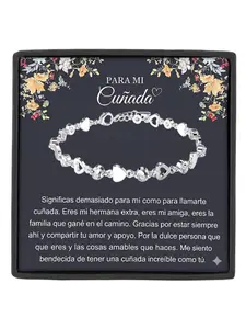 Sister-in-law Gift Interlocking Heart Tennis Bracelet with Message Card and Gift Box Christmas/New Year/Birthday Sentimental Keepsake