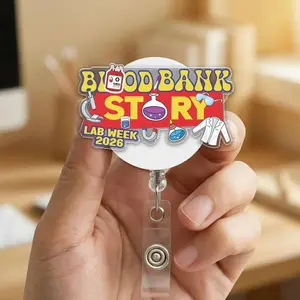 Lab Story Lab Week 2026 Retractable Badge Reel, Medical Lab Tech ID Holder Gift S71