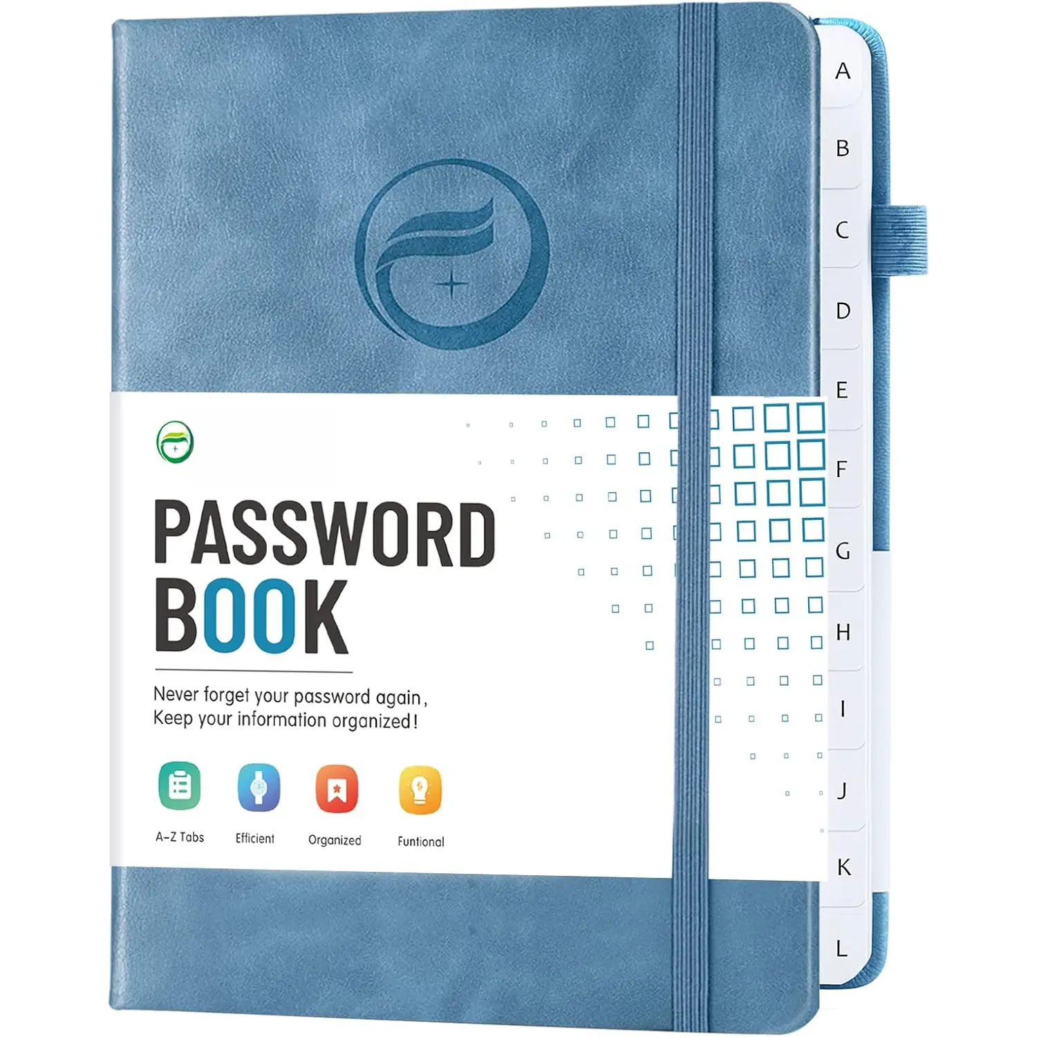 Password Book with Alphabetical Tabs, Hardcover Password Keeper, Password Notebook Organizer for Computer and Internet Address Website Login, Gifts for Home and Office, 4.4''x 5.8''- Blue