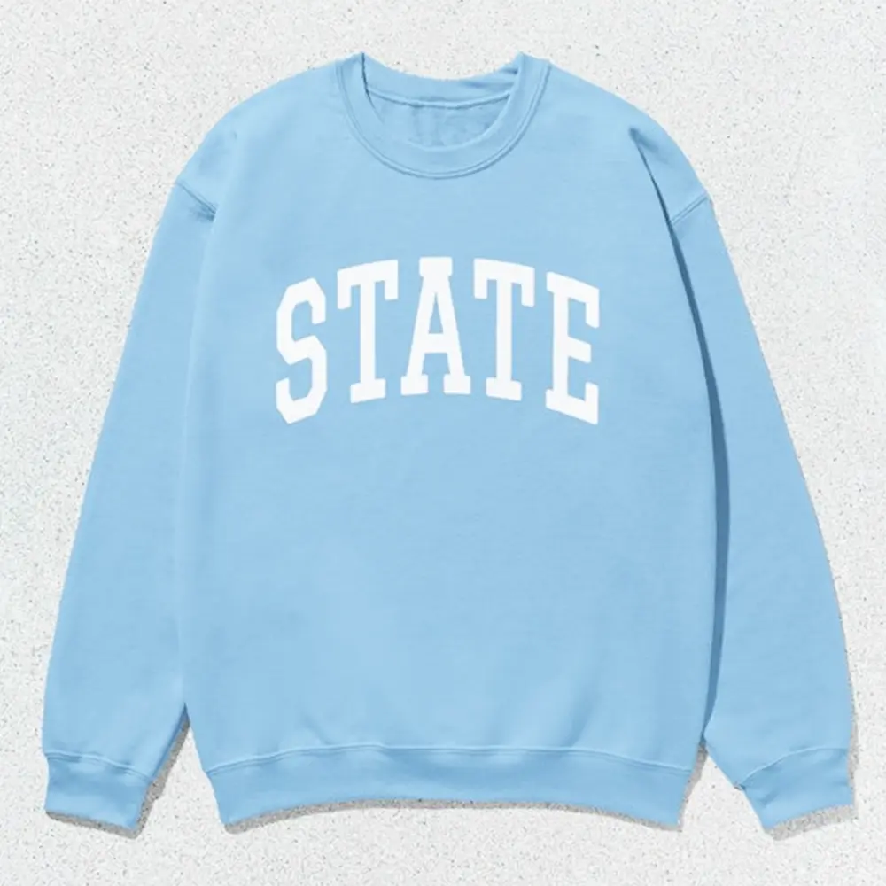 State Sweatshirt – Unisex Collegiate Crewneck, Trendy Oversized College Style Sweater, USA Gift