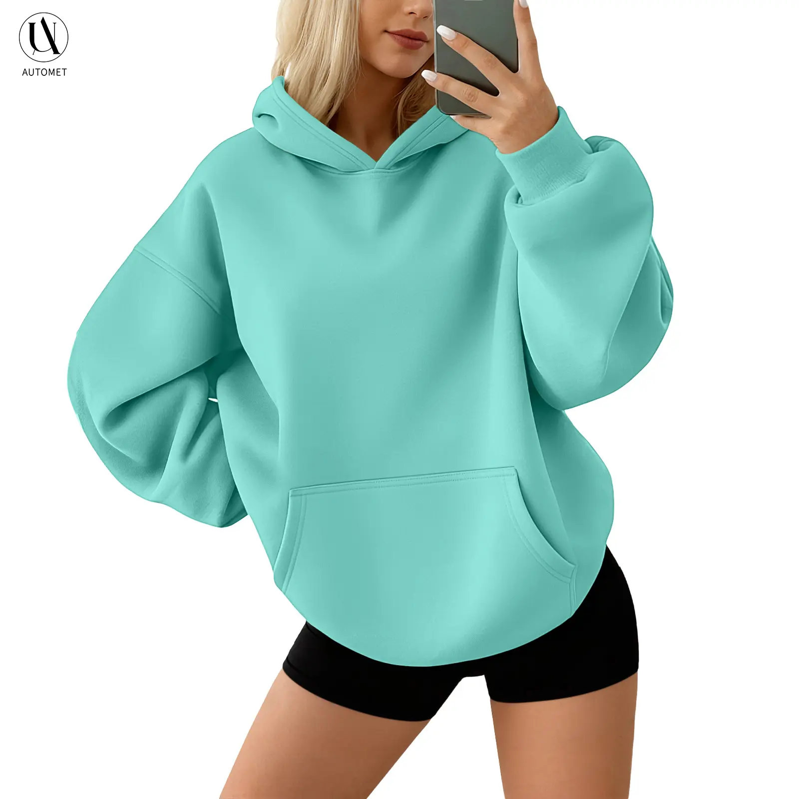 AUTOMET Women's Cute Baggy Chic Oversized Fleece Hoodie - Pocketed Pullover Sweatshirt with Large Kangaroo Pocket, Seamless Daily Outfit Match