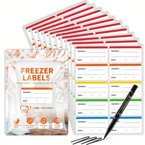 10 waterproof and detachable frozen food labels, easy to tear off date and content markings, durable and portable food storage labels, suitable for homes and restaurants, colorful refrigerator labels, food storage label stickers, stickers for food contain