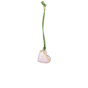 Ganni Bou Heart Mirror Crushed Bicolor Bag Charm in Silver Pink