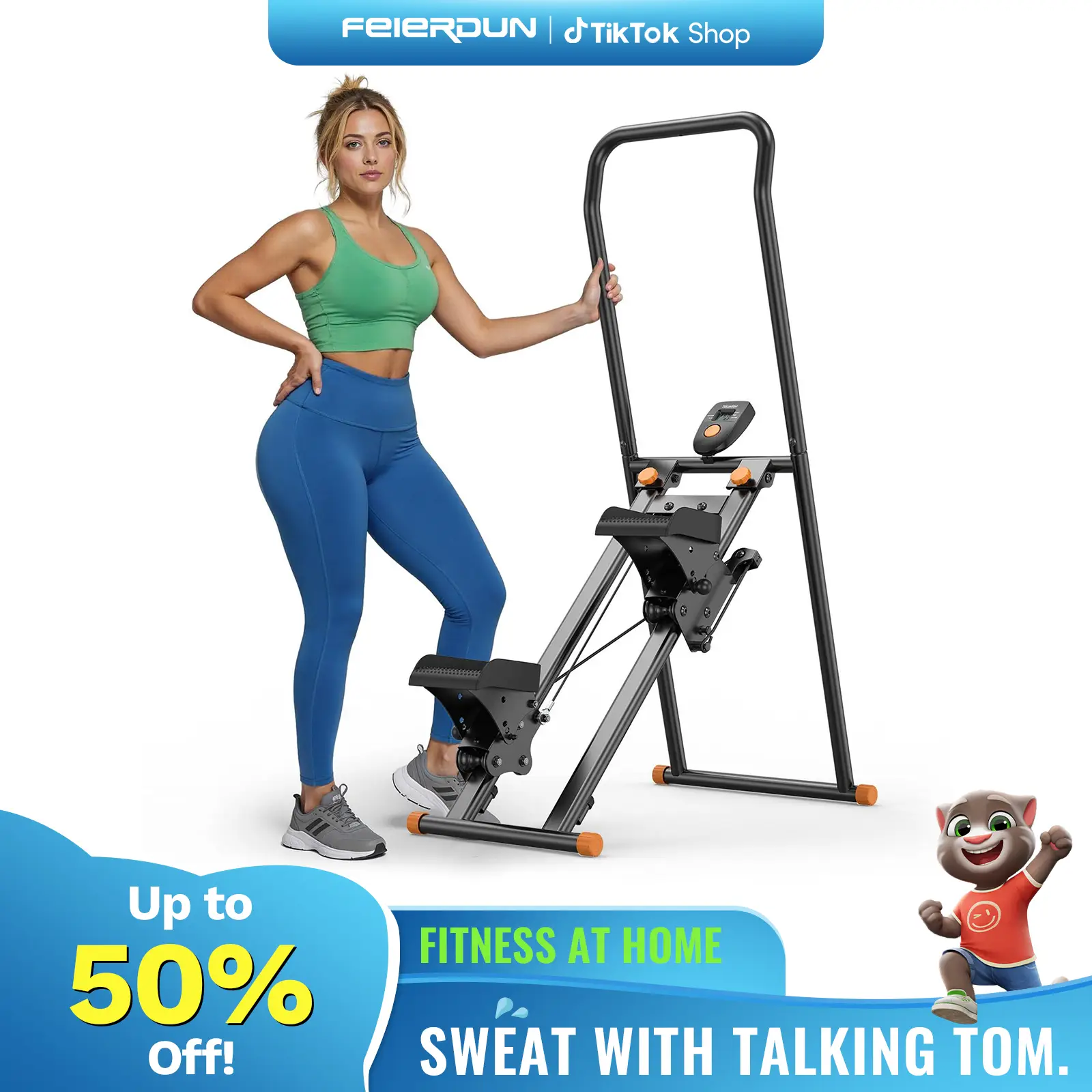 Niceday Stair Stepper with Handlebar for Full-Body Workout, Home Fitness Machine with Pedals and Adjustable Resistance,300LBS Capacity,Compact Cardio