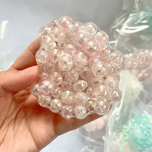 Squishy Stress Ball with Burst Beads, Glitter Stress Balls, Squeezing Sensory Toy for Anxiety Relief, Moldable Bead Balls Fidget Toys for Kids Adults, Squishy Squeeze Sensory Fidget Tools, Tactile Stress Relief Toy Set