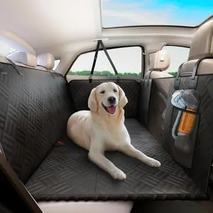 Dog Car Seat Cover for Back Seat, Hard Bottom Back Seat Extender for Dogs, Holds 400lbs, 600D Heavy Duty Scratch-Proof Waterproof Dog Hammock for Car, SUV