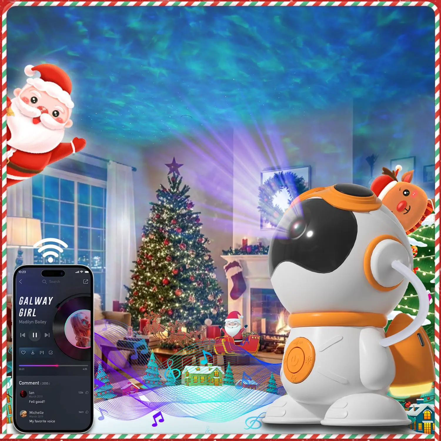 Starry Sky Projector with Remote Control, 1 Count Bluetooth-compatible Speaker Projector, USB Powered Playroom Night LED Light, Projector Lamp, LED Li