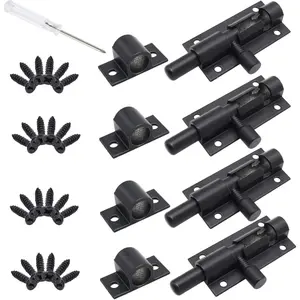 2 Inch Black Slide Barrel Bolt Latch, 4pcs Aluminum Alloy Heavy Duty Sliding Bolt Latch Lock for Home Yard Garden Door Security with Screws