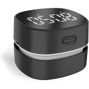 Counter Vacuum Cleaner,Mini Table dust Sweeper Energy with Digital Timer,Endurance up to 400 mins,360o Rotatable for Cleaning Rubber shavings,Crumbs Keyboard of Gifts for (Black)