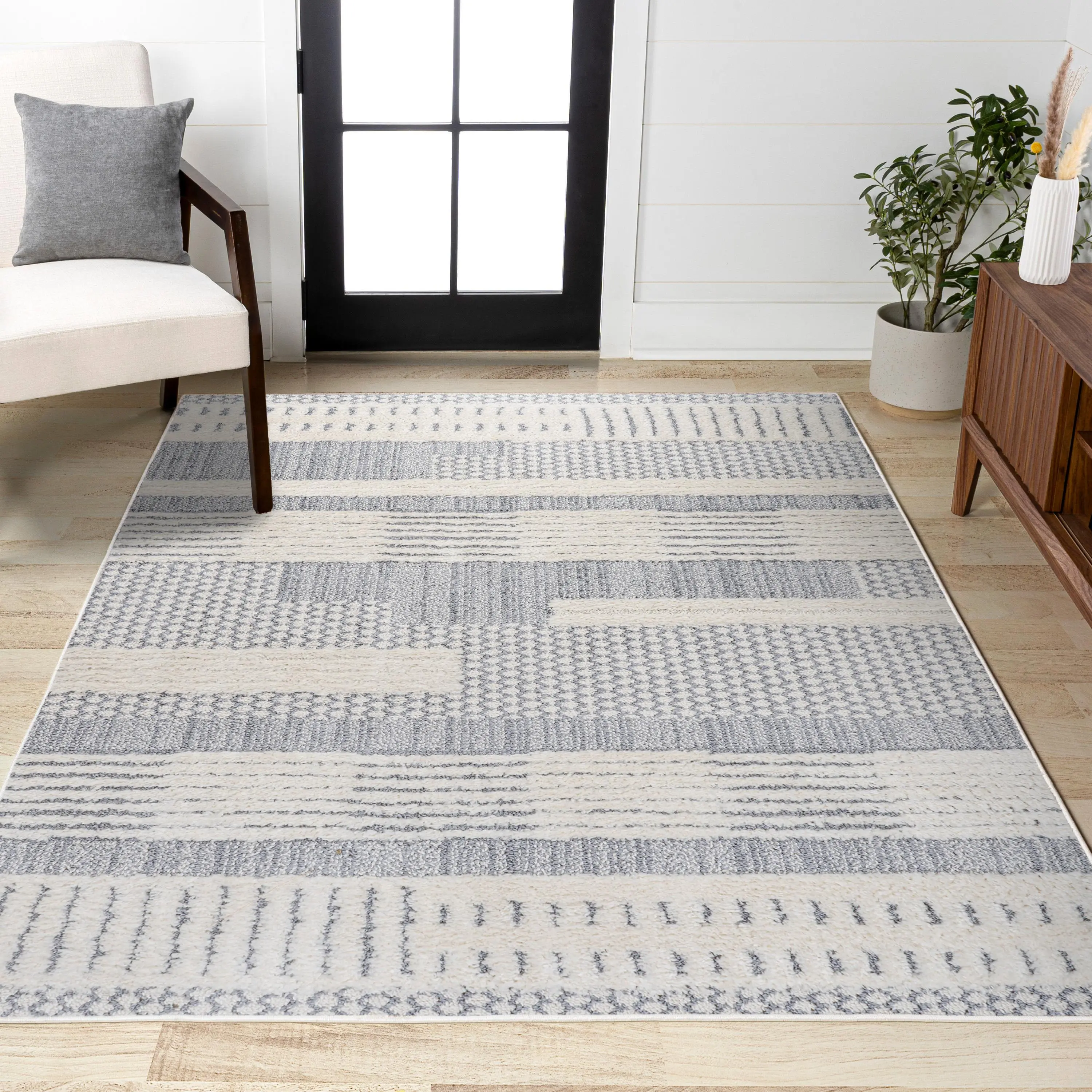 JONATHAN Y Kerstin Geometric High-Low Polypropylene Indoor Area Rug - Scandinavian Style Home Decorative Rug for Living Room, Bedroom, Bohemian Living Room Decor, Home Decorative Rugs, Mixed Pile