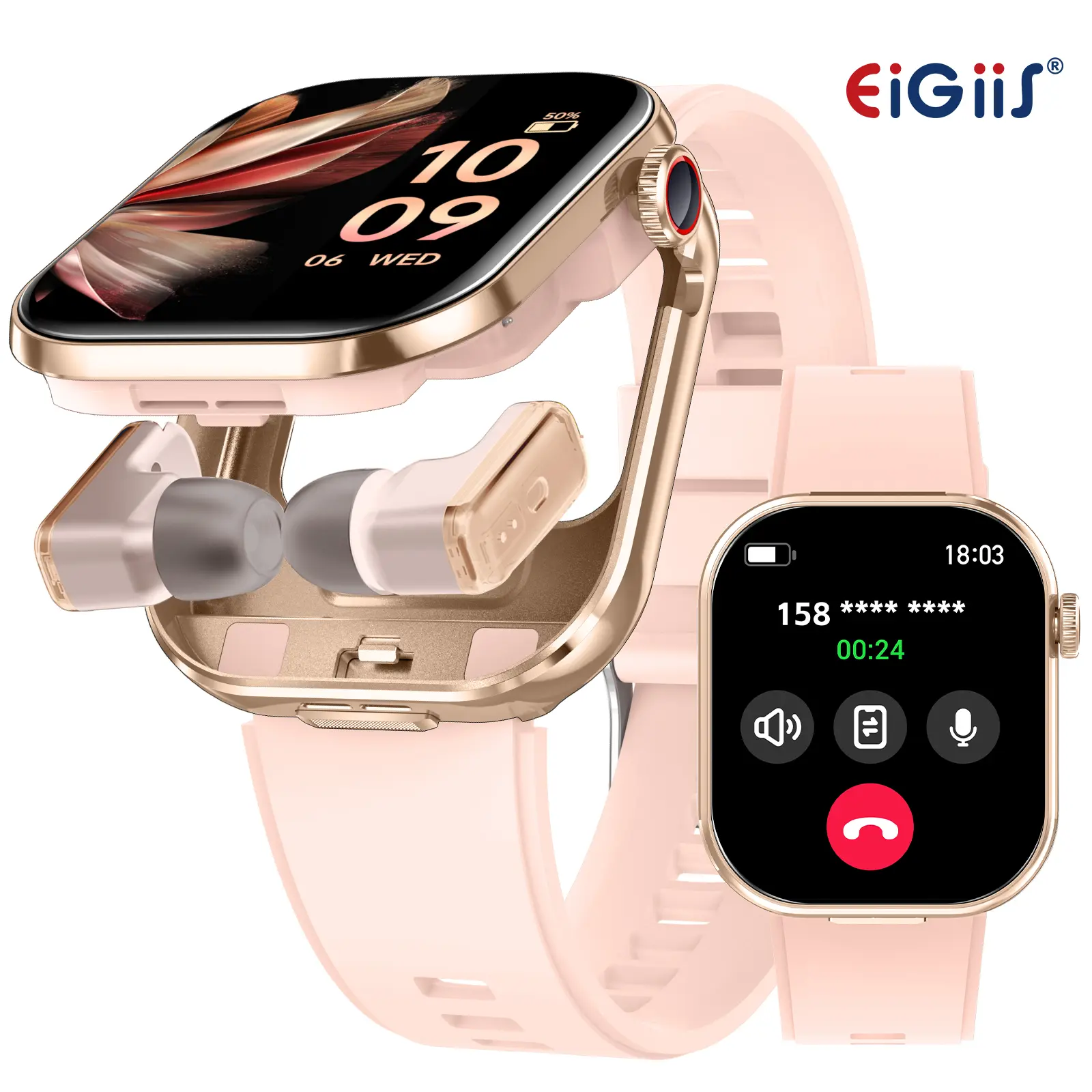 2.02" HD Smart Watch with Earbuds, 2 in 1 Smart Watches for Men Women (Call Make/ Answer), IP67 Waterproof Sports Smartwatch with Weather Check Pedometer Multifunctional Digital Watch Compatible with iPhone Android Phones Gifts for Men Women