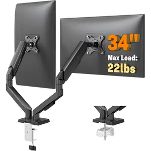 Dual  Stand for 17-34 inch  Screens, Full Motion  Dual  Arms, Dual  Arms Hold up to 22lbs, Gas Spring  Stand, 75/100mm VESA Mount