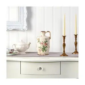 Nearly Natural 10" Tuscan Ceramic Floral Printitcher