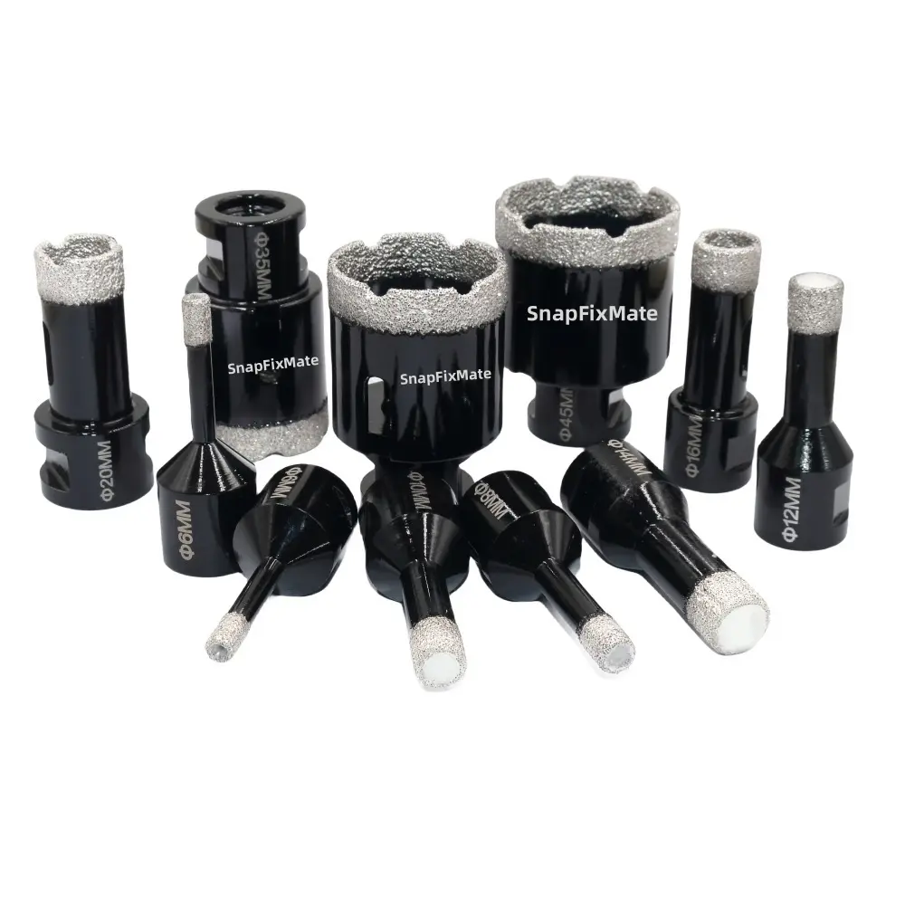 SnapFixMate M14 Hole Saw Cutter 6-50mm Thread Core Drill Bit Vacuum Brazed Dry for Angle Grinder Marble Porcelain Tile Drilling Tool