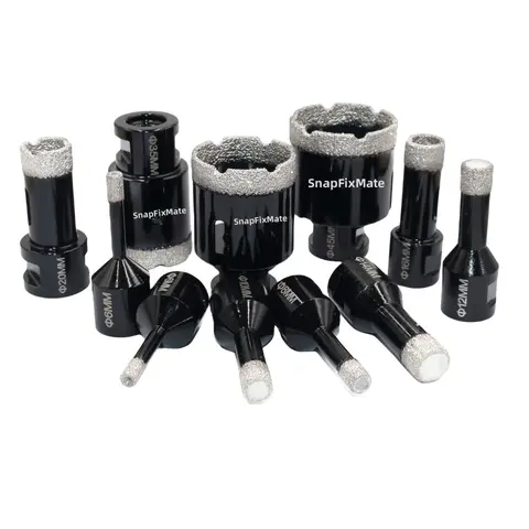 SnapFixMate M14 Hole Saw Cutter 6-50mm Thread Core Drill Bit Vacuum Brazed Dry for Angle Grinder Marble Porcelain Tile Drilling Tool
