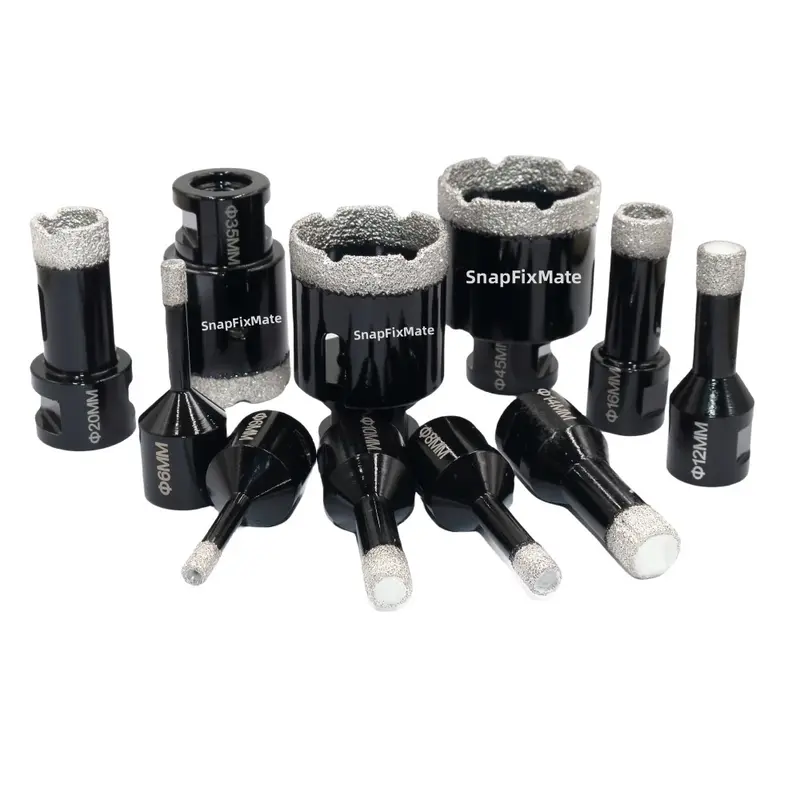 SnapFixMate M14 Hole Saw Cutter 6-50mm Thread Core Drill Bit Vacuum Brazed Dry for Angle Grinder Marble Porcelain Tile Drilling Tool