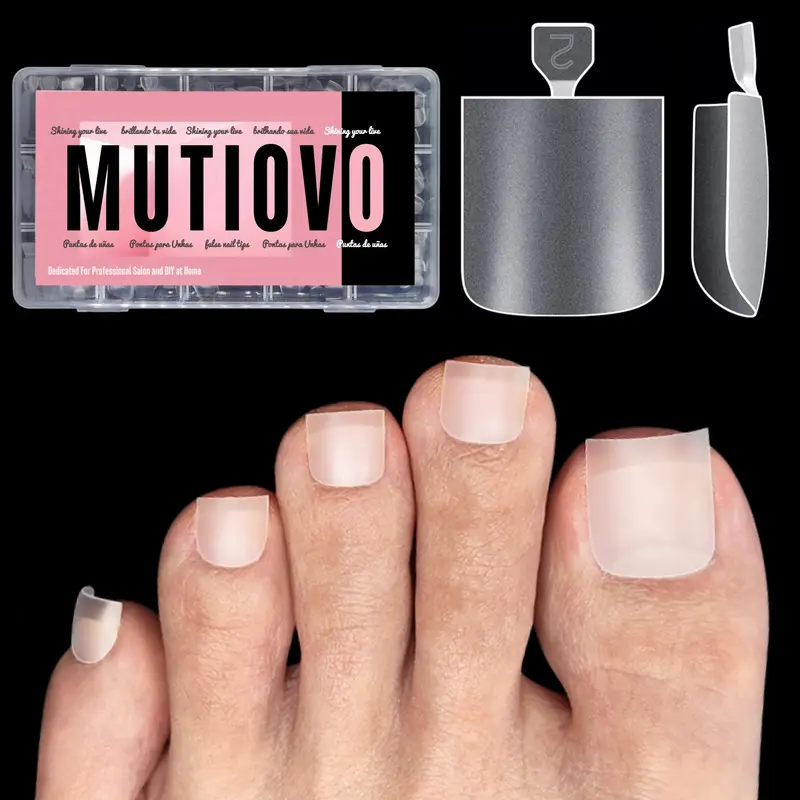 MUTIOVO 240 Pcs Press-On Toenails Kit - Soft Gel Full-Cover Extensions, Pre-Etched Double Matte Middle Tips Hiding Nail Beds Neatly, No Glue/UV Light for Salon DIY (Square/Round, Ideal for Girlfriend, Swimming Pool Use),familyfun