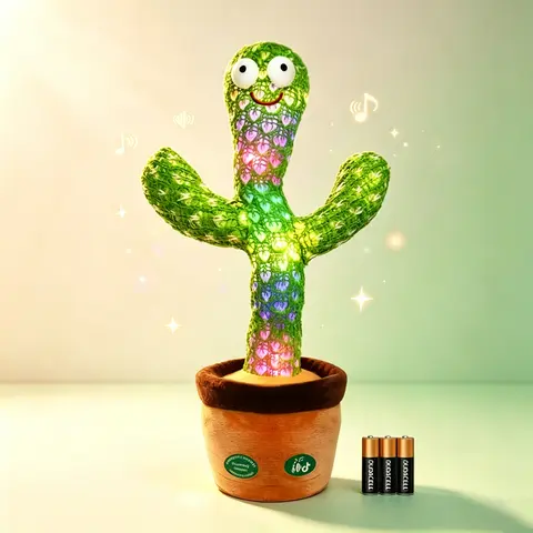 Ava Lalagaga Dancing Talking Cactus Stuffed Soft Doll Toy for Infants, 120 Songs, Sound Recording, Adjustable Volume, Musical Light-Up, Rattle Maracas Sensory Features, Infant