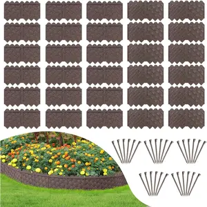 20-Pack Weaving Flower Bed Garden Edging Borders (20 FT) - No Dig Border Edgings with 8.5" Anchor Stakes & Interlocking Design-Thickened Borders for Lawns, Flower Beds & Landscaping