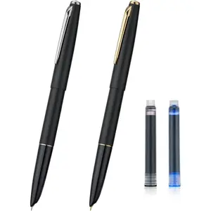 2 count Jinhao 911 Fountain Pen Extra Fine Nib, Matte Black with  &  Trim, Lightweight and Durable, Includes Ink Cartridges & Converters, Smooth Writing Pen