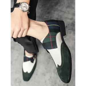 Men's Fashionable Colorblock Dress Shoes, Casual Comfortable Pointed Toe Flat Shoes for Work Office, Male All-match Shoes for Daily Wear
