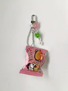 Handmade Instant Noodles Keychain Pendant Snack Bag, Spicy Charm Mini Snacks, Perfect for On-The-Go Snacking, Fun and Portable Design, Trendy Cute Keychain